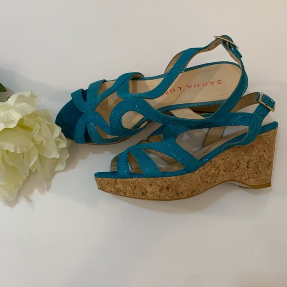 sasha london Shoes - SASHA LONDON BLUE CORK WEDGE SANDAL
